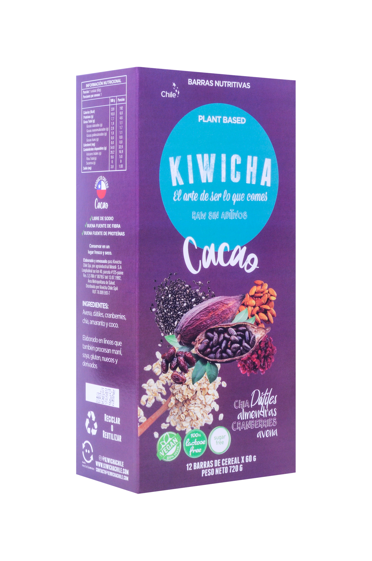 12 Barras Energéticas CACAO de 60 g