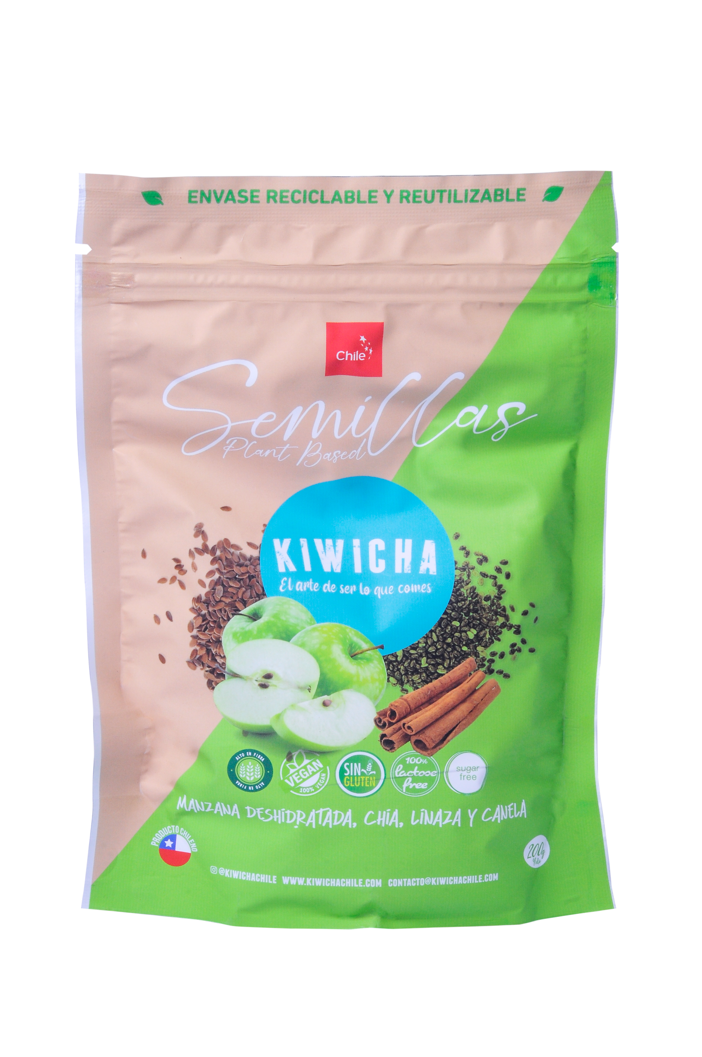 SIN GLUTEN 4 Doypack de semillas sabor Manzana