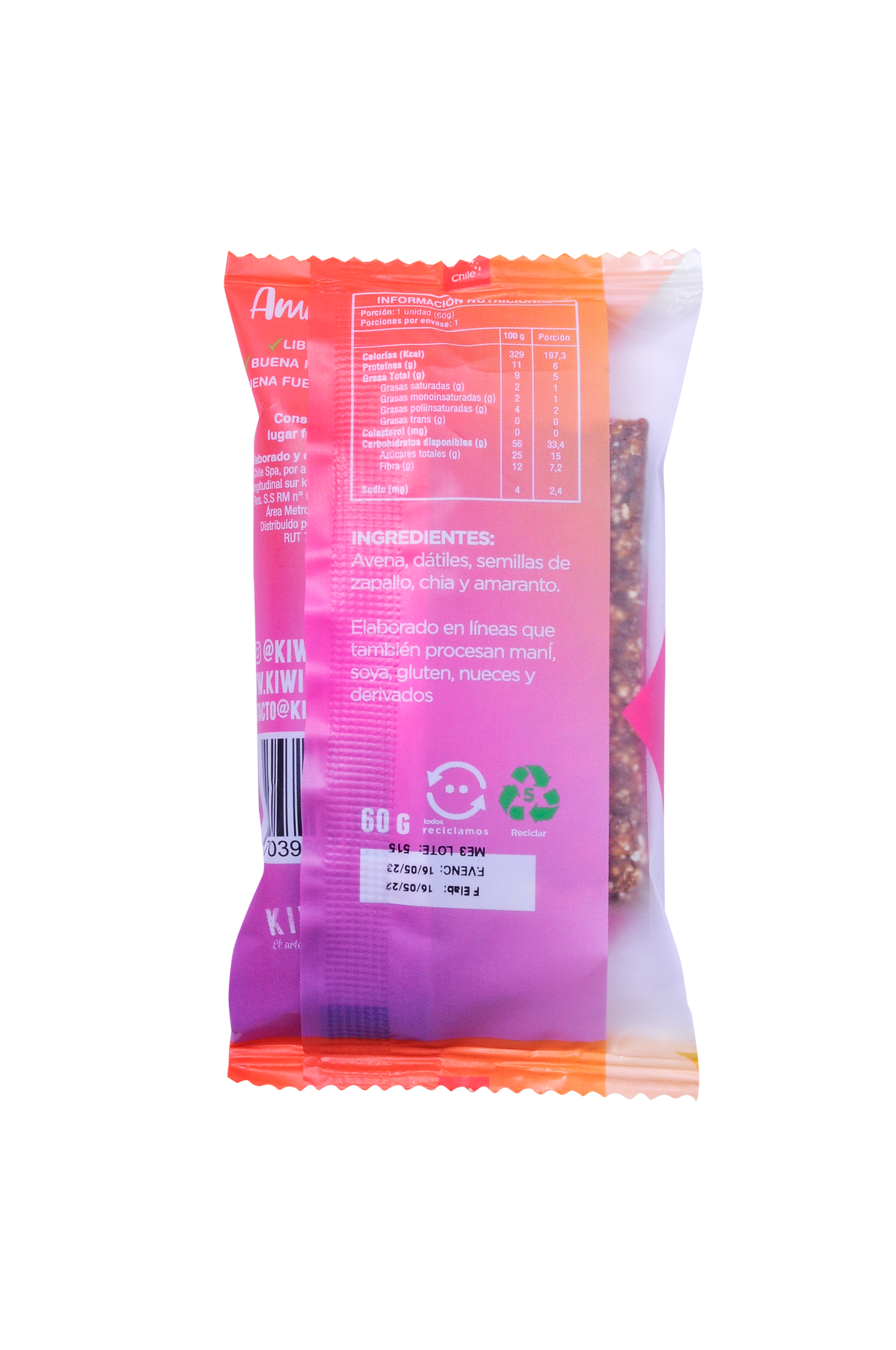 12 Barras Energéticas AMARANTO de 60 g