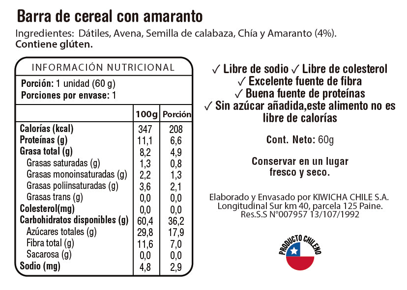 Kiwicha Amaranth 12 Energy Bars