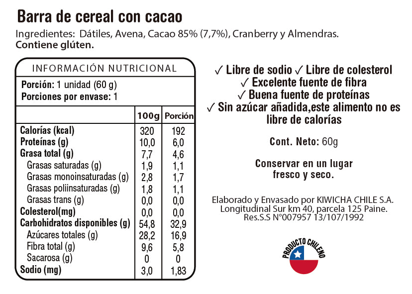 Pack 12 Barras Energéticas Cacao