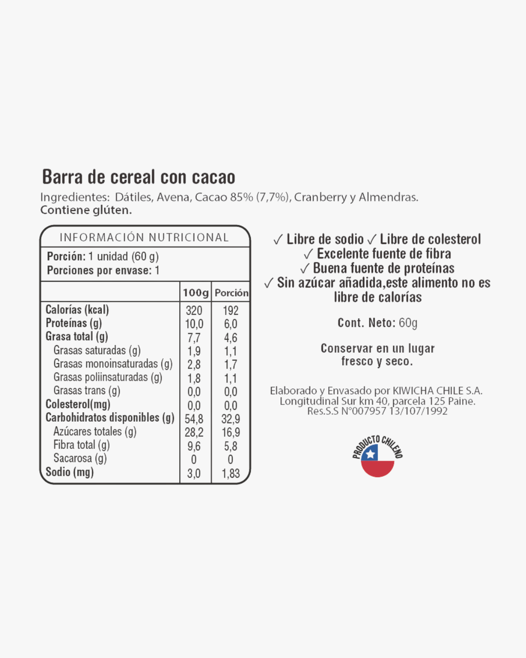 Pack 12 Barras Energéticas Cacao