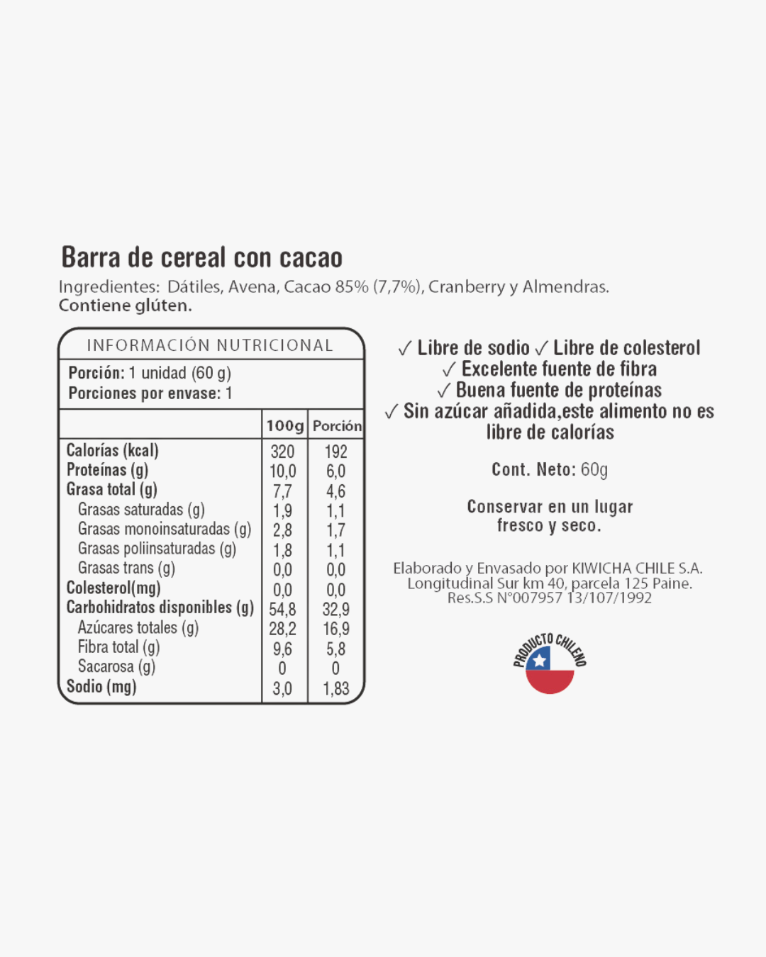 Pack 12 Barras Energéticas Cacao